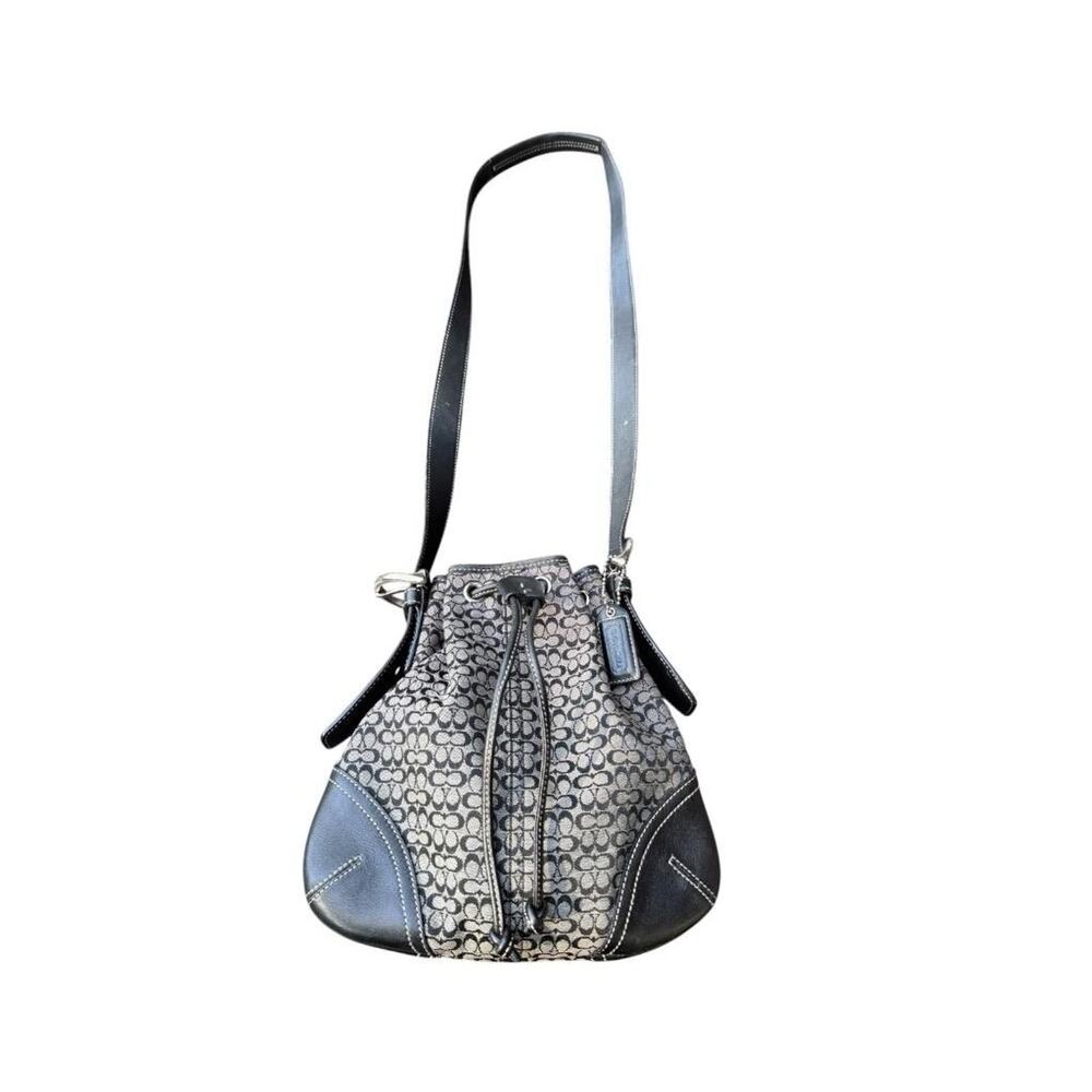 Vintage COACH Y2K Bean Signature Drawstring Crossbody Bag 6387